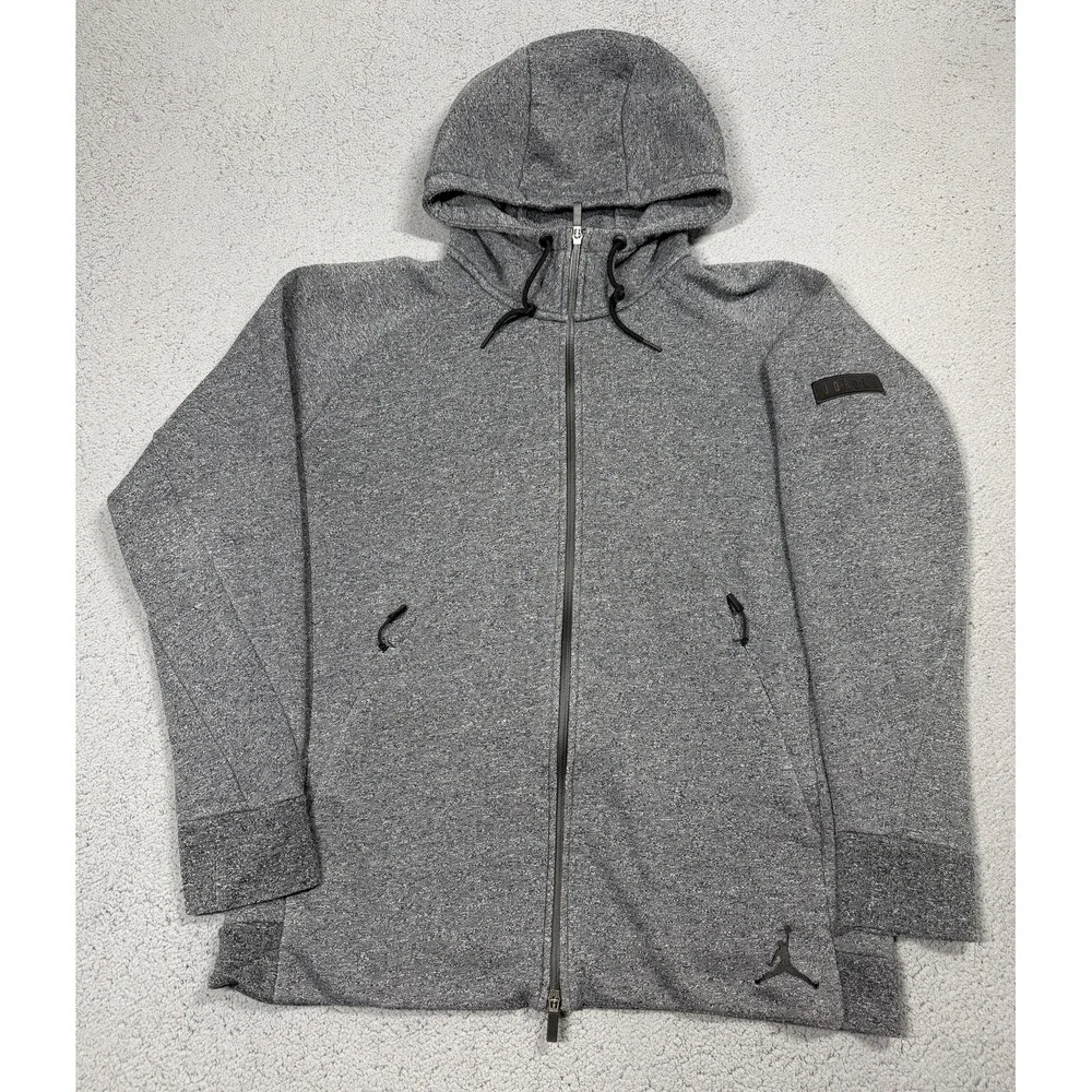 Jordan Hoodie Mens XL Gray Full Zip Fleece‎ Pockets Jumpman Logo 809470-010